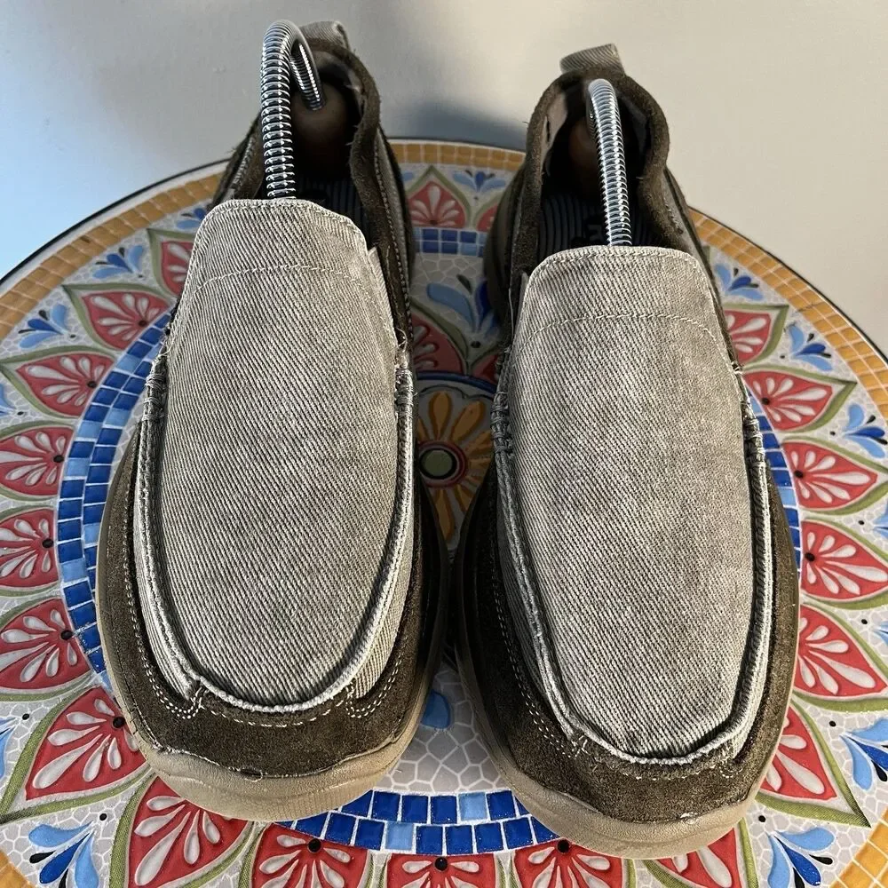 Skechers Superior Milford Mens Sz 9.5 Slip-On Loafers Relaxed Fit Taupe Canvas